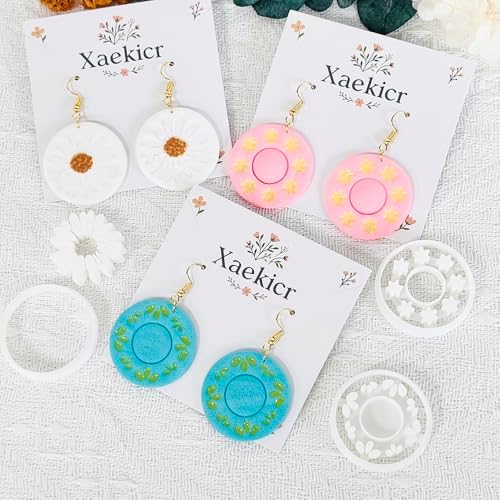 Xaekicr Round Floral Polymer Clay Cutters Set – Clay Earring Cutters for DIY Jewelry, Circle Flower Clay Tools for Earrings Making, Clay Molds for Polymer Clay Projects - Image 5
