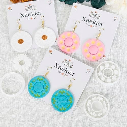 Xaekicr Round Floral Polymer Clay Cutters Set – Clay Earring Cutters for DIY Jewelry, Circle Flower Clay Tools for Earrings Making, Clay Molds for Polymer Clay Projects - Image 5