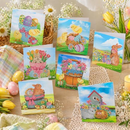 8PCS Chick Rabbit DIY Greeting Card Kits with Envelopes Diamond Art Greeting Cards Diamond Art Cards Kits for Adults DIY Crafts Family Friend Gifts - Image 4
