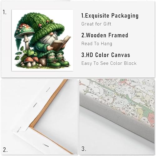 Paint by Numbers Kit for Adults,Gnome DIY Paint by Number With Frame - Image 4