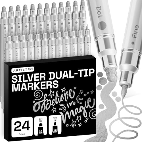 ARTISTRO Silver Dual-Tip Acrylic Paint Marker Pens - Set of 24 by ARTISTRO