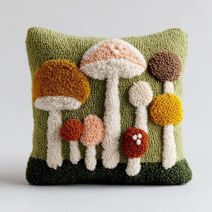DIY Latch Hook Pillow Kit Many Cute Mini Mushrooms with Green 43x43cm-1 by Unknown