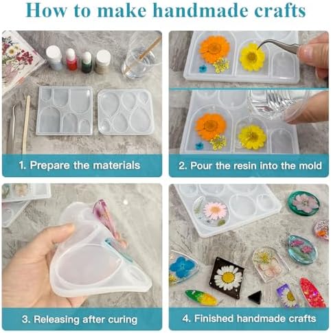 Roxjaejae 129 PCS Resin Earring Molds Silicone Kit, Resin Jewelry Molds with Built-in Holes for Earrings, Necklace, Pendants, Keychains - Image 5