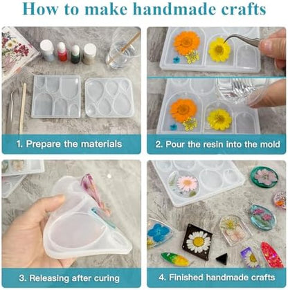 Roxjaejae 129 PCS Resin Earring Molds Silicone Kit, Resin Jewelry Molds with Built-in Holes for Earrings, Necklace, Pendants, Keychains - Image 5
