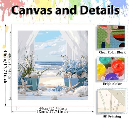 hkejoi Beach Paint by Numbers Kit for Adults, 16x20 in - Image 4