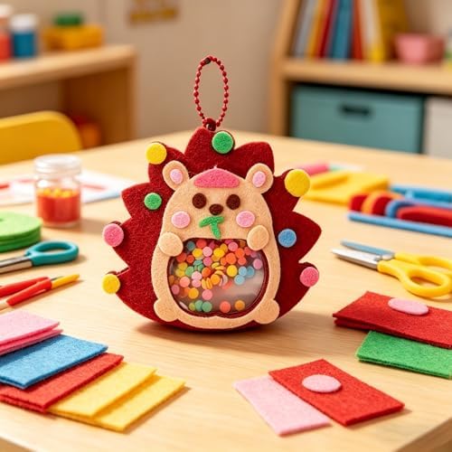 Oagminu 4Pcs DIY Felt Craft Kit Cute Animal Shaker Hanging Ornaments Creative Handmade for Boys & Girls Craft Set for Home Decoration & Party Favors(Animal) - Image 3