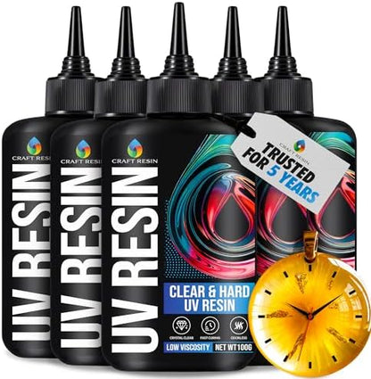 CRAFT RESIN 500g UV Resin Kit Hard Type Low Viscosity – Crystal Clear and No-Yellowing UV Resin Glue for DIY, Jewelry Making, Molds Casting and Polymer Clay Projects - Fast Cure Under UV Light by CraftResin