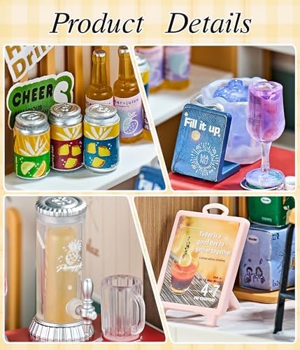 Relax Bar Super Miniature House Kit - DIY Plastic 3D Model Building Set for Teens, Build Your Own Mini Bar Scene with Dustproof Case, Creative Craft Gift for Girls Women - Image 3