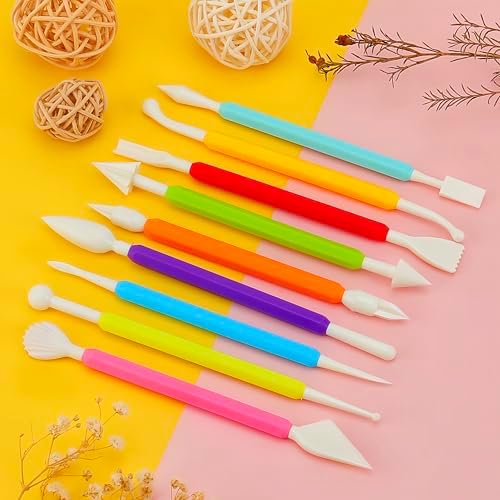 2 Set Air Dry Clay Tools, 18PCS Polymer Clay Tools Kit for Modeling, Plastic Clay Tools Sculpting for Kids, Adults, Molding, Shaping, Carving, Dotting, Trimming, Pottery, Craft Supplies Accessories - Image 5