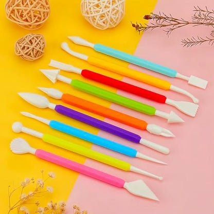 2 Set Air Dry Clay Tools, 18PCS Polymer Clay Tools Kit for Modeling, Plastic Clay Tools Sculpting for Kids, Adults, Molding, Shaping, Carving, Dotting, Trimming, Pottery, Craft Supplies Accessories - Image 5