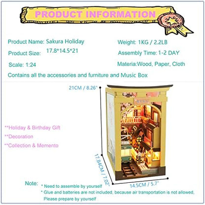 Roroom Book Nook Kit for Adults, Sakura Street Scene House Building Kit - Image 2