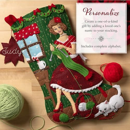 Bucilla, Felt Applique 18" Stocking Making Kit, Holiday Knitting, Perfect for DIY Arts and Crafts - Image 4