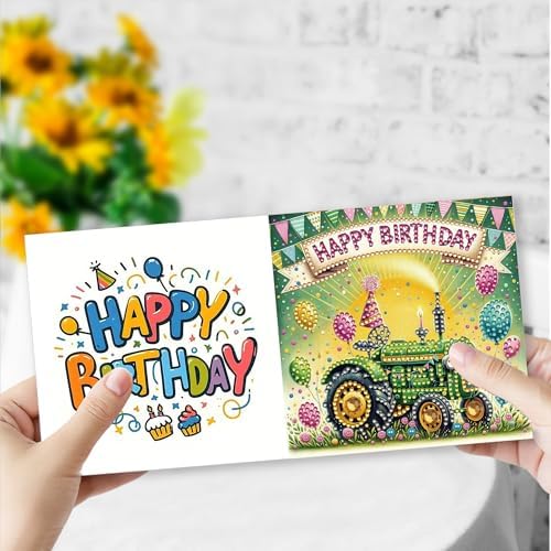 Zyvoreva 12 PCS 5D Diamond Painting Birthday Cards Kit, DIY Diamond Art Greeting Cards for Adults, Complete Hobby Craft Set for Card Making with Envelopes & Tools, Unique Handmade Gifts (Green) - Image 4