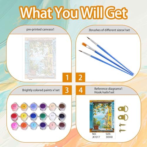Yunruily Paint by Number Adult Lemon Tree-Adult Paint by Numbers,Paint by Numbers for Adults Canvas for Gifts Home Wall Decor(16x20inch) - Image 6