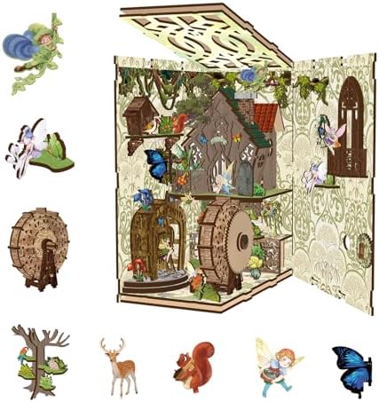 DIY Miniature House Kit, Mini House Building Kit, DIY Book Nook Kit, Tiny Model House for Adults to Build, Beginner 3D Wooden Book Nook, for Family Friends (Hidden Realm-A) - Image 4