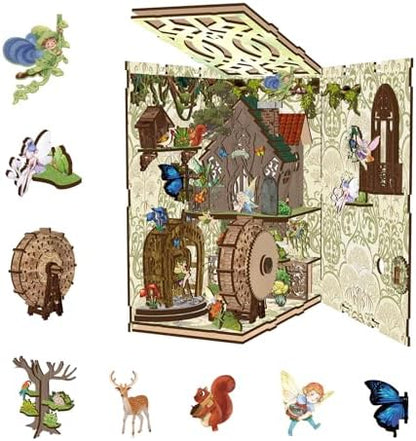 DIY Miniature House Kit, Mini House Building Kit, DIY Book Nook Kit, Tiny Model House for Adults to Build, Beginner 3D Wooden Book Nook, for Family Friends (Hidden Realm-A) - Image 4