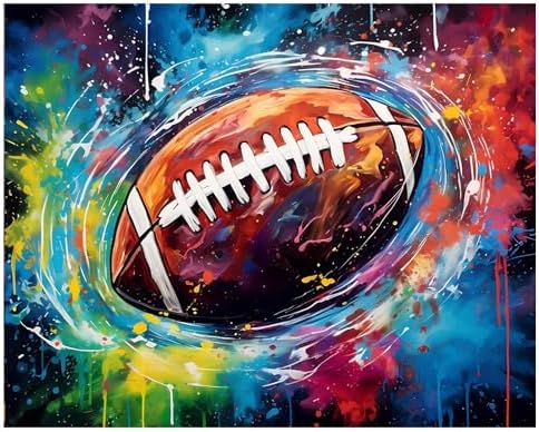 Reivworl Football Paint by Numbers Kit for Adults Beginner, 20" Wx16 L Football Paint by Number for Adult, Acrylic Painting Kits with Canvas for Gifts and Wall Decor by Reivworl