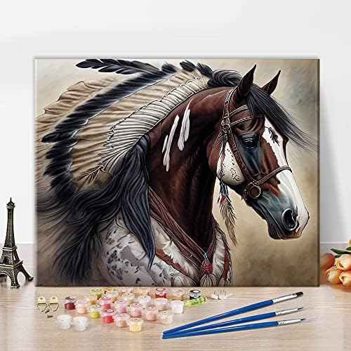 TUMOVO Native American Horse Paint by Numbers Craft Kit for Adults by TUMOVO