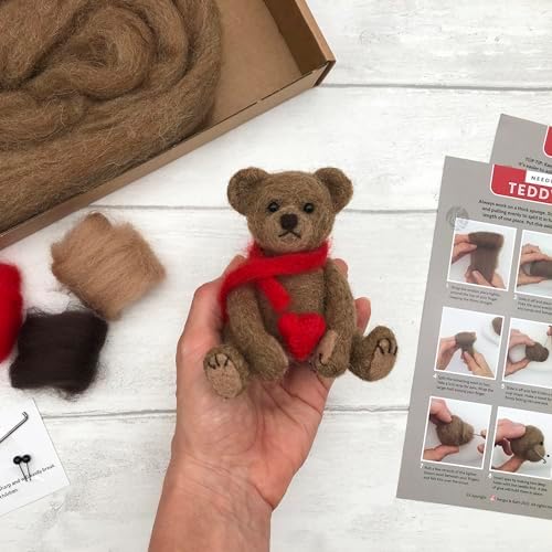 Bergin & Bath Needle Felting Kit, Teddy. Make a Sweet Little Teddy Bear with This Craft kit for Adults and Teens. - Image 2
