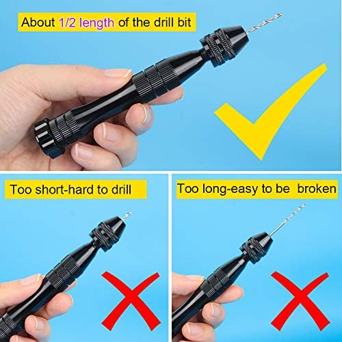 LEOBRO Hand Drill for Resin Molds, 12 cm Black Pin Vise with 10 PCS Steel Drill Bits (0.8-3mm), for Drilling Holes in Epoxy Resin, Polymer Clay, Wood, Making Jewelry Keychain Pendant - Image 4