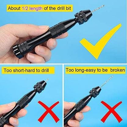 LEOBRO Hand Drill for Resin Molds, 12 cm Black Pin Vise with 10 PCS Steel Drill Bits (0.8-3mm), for Drilling Holes in Epoxy Resin, Polymer Clay, Wood, Making Jewelry Keychain Pendant - Image 4