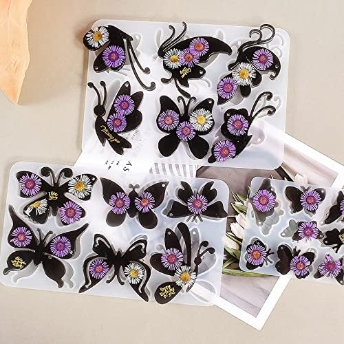 3 Pack Butterfly Silicone Molds for Resin, Various Butterfly Shaped Epoxy Silicone Casting Molds with Hole, Resin Keychain Silicone Molds for Jewelry Making Keychain Decor Crafts - Image 2