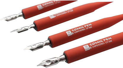 SIPLIV Plastic Professional Manga Gothic Pen Dip Pen Set with 5 Nibs Manga Calligraphy Drawing Pen Kit - 5 Pcs, Red