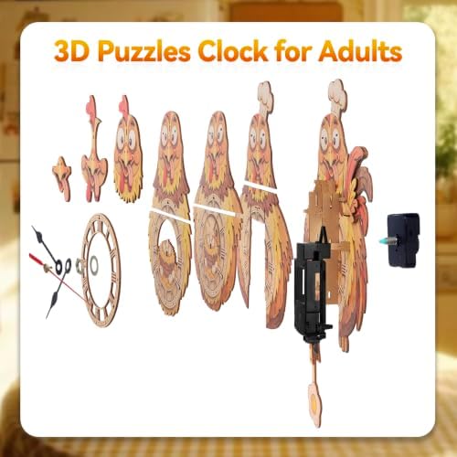 3D Puzzles for Adults Chef Chicken Clock Crafts for Adults - Image 5