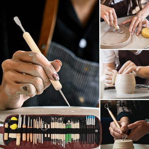 42Pcs Pottery Tools Kit for Sculpting,Carving Tools Set for Pottery Clay - Image 7