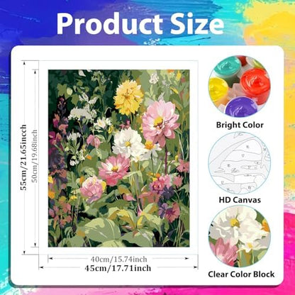 xcemhil Flowers Paint by Numbers Kit for Adults Beginner, Flowers Paint by Numbers for Adult, Acrylic Paint by Number Kits Suitable for Home Wall Art Decor Gifts 16x20 Inch - Image 4