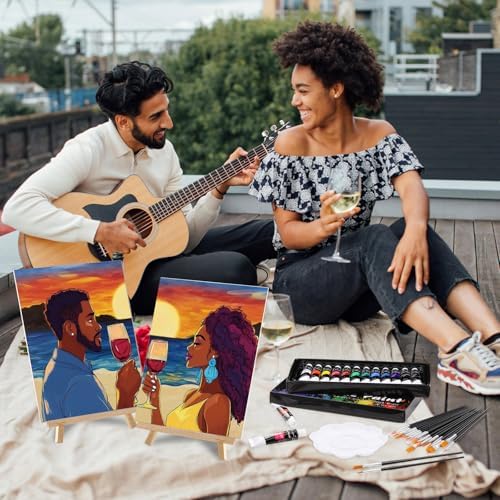Cholemy 36 Pcs Paint and Sip Kit Gift for Adults 8''x10'',Couple - Image 6