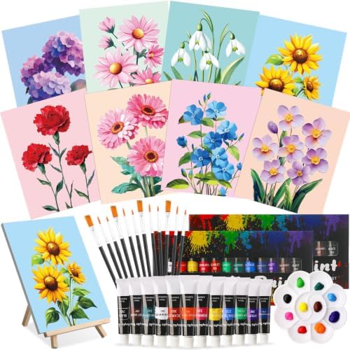 Cholemy 36 Pcs Paint and Sip Kit Gift for Adults 8''x10'',Vivid Flowers by Cholemy
