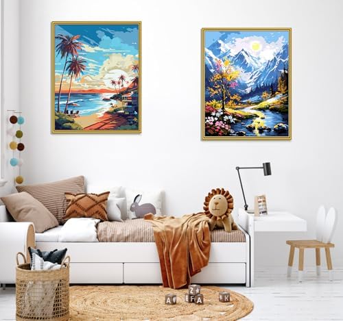 ZTOTZ Paint by Numbers kit for Adults Beach, Paint by The Numbers Beach Canvas, Seaside Landscape Acrylic Paint by Numbers kit for Adults for Decor 16x20in - Image 4