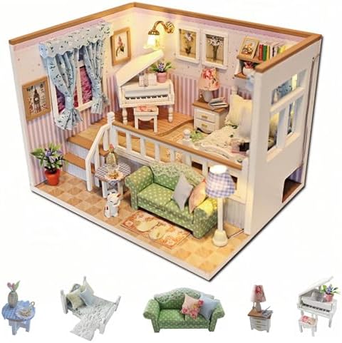 Flever Dollhouse Miniature DIY House Kit Creative Room with Furniture for Romantic Valentine's Gift(Because of Meeting You) by Flever