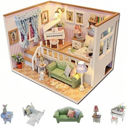 Flever Dollhouse Miniature DIY House Kit Creative Room with Furniture for Romantic Valentine's Gift(Because of Meeting You) by Flever