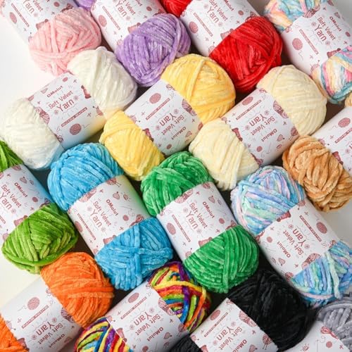 2x100g Fluffy Velvet Chenille Yarn for Crocheting and Knitting, 80m (87.5yd) Baby Yarn for Crocheting Soft, Crochet Chunky Yarns Amigurumi Yarns (2 Pinkish Purple) - Image 4