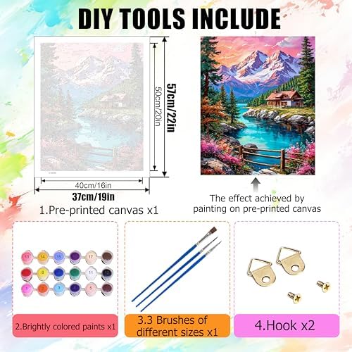Yunruily Paint by Numbers for Adults - Adult Paint by Numbers,Landscape Painting by Numbers for Adults for Home Wall Decor and Birthday Gifts 16x20inch - Image 4