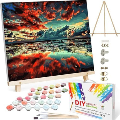 BAISITE Paint by Numbers Kit for Adults,16" Lx20 W Canvas for Painting Kits for Adults in Colorful Box-Breathtaking Colorful Scenery 8481-Already Stretched on a Wooden Frame by PaintbyNumbersKitsforAdults