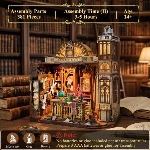 SUNNINO Book Nook Kits for Adults, Magic Library DIY Miniature Dollhouse - Image 4