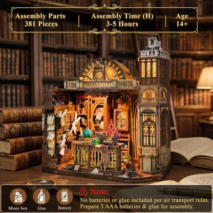 SUNNINO Book Nook Kits for Adults, Magic Library DIY Miniature Dollhouse - Image 4