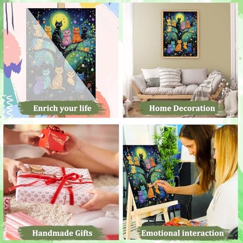 MAXBYE Cute Cats Paint by Numbers Kit for Adults, Kids' Paint By Number Kits, Animal Paint by Numbers Kits for Beginner, DIY Acrylic Color by Number on Canvas for Home Wall Decor Gift 12X16 in - Image 5