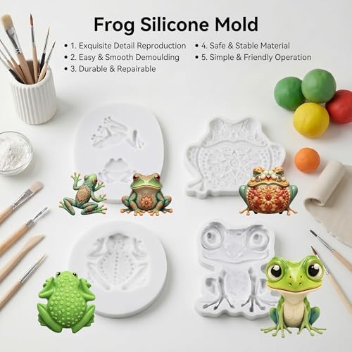 Frog Silicone Molds Frog Toad Polymer Clay Mold Set of 4 - Image 3