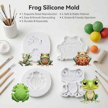Frog Silicone Molds Frog Toad Polymer Clay Mold Set of 4 - Image 3