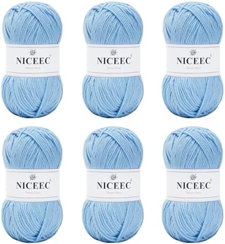 NICEEC 300g Soft Assorted Colors Yarn 100% Acrylic 870yds -Aqua by NICEEC