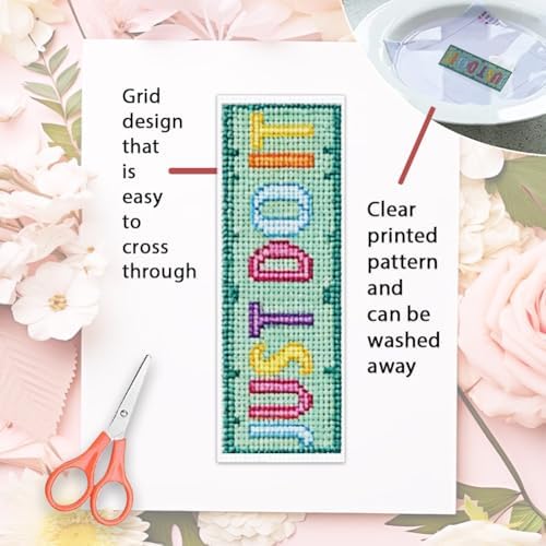ORIGACH 6 Set Inspiring Words Cross Stitch Bookmark Kit for Beginner - Image 3