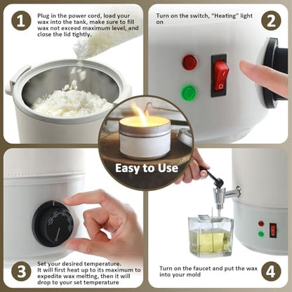TCFUNDY Candle Making Wax Melter 10L Electric Non-Stick Wax Melting Pot DIY - Image 6