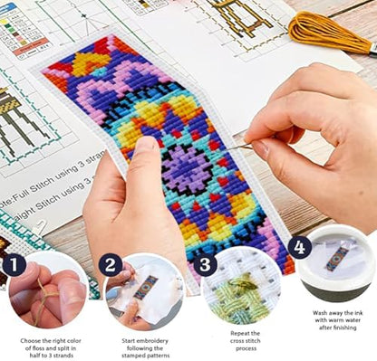 ORIGACH 6 Set Boho Mandala Cross Stitch Bookmark Kit for Beginner - Image 4