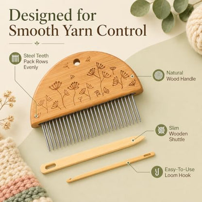 Garneck Wooden Weaving Tool Set with Steel Needle, for DIY Crafts - Image 2