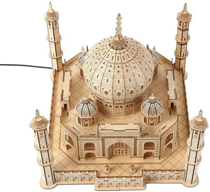 3D Wooden Puzzles for Adults 388pcs LED Light Taj Mahal Castle DIY Wooden Assembly Kit for Teens Home Decor - Image 5