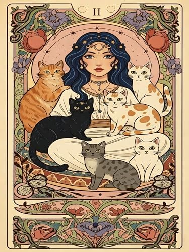 Diamond Art Kits for Adults,Tarot Cats Diamond Art Painting Kits for Adults by croshom